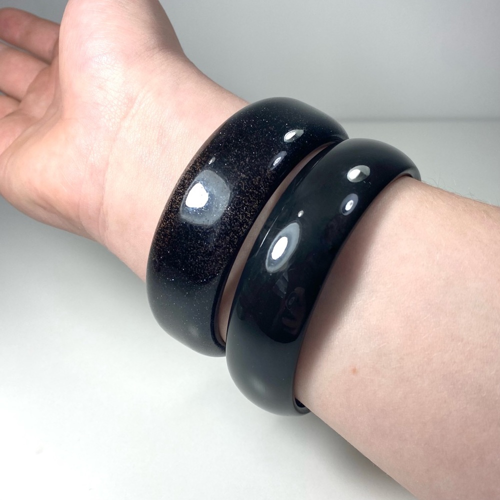 2 Acrylic Bangle Bracelets - Translucent Black + … - image 1
